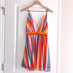 Aqua rainbow striped dress